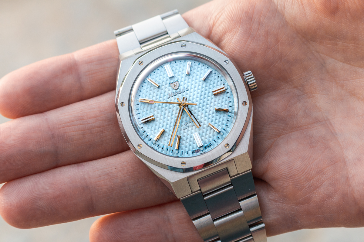montre nivada grenchen f77 ice blue collaboration ocarat vue generale