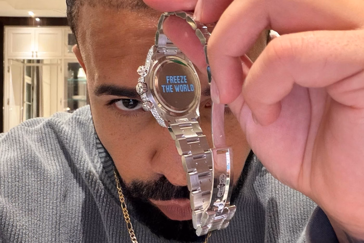 wrist check rolex drake one of one custom ice gradient daytona celebrate iceman 002