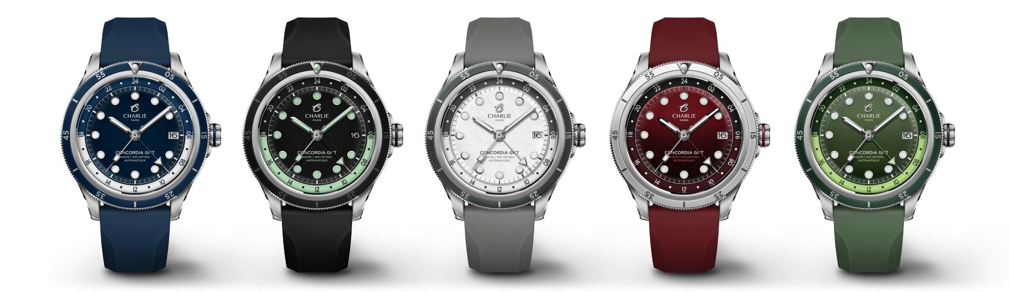 montres charlie paris concordia gmt couleurs cadrans