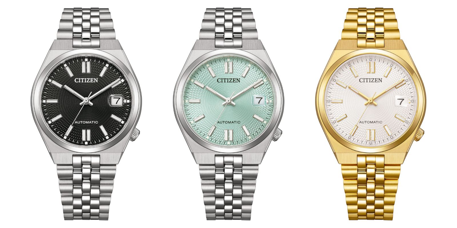 montres citizen tsuyosa 60 37mm couleurs cadran noir vert gris